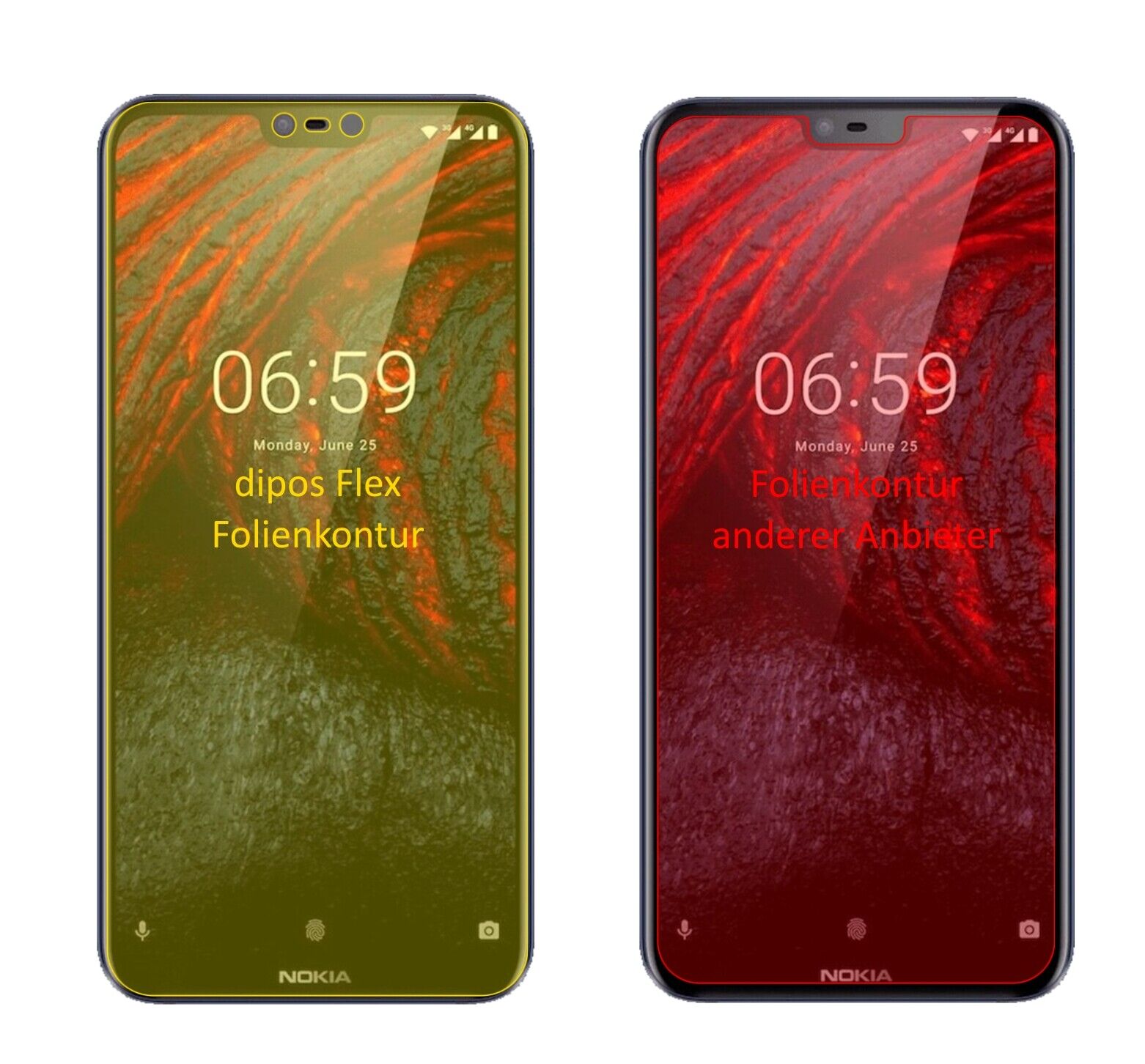 Klare Displayschutzfolie von dipos passend für Nokia 6.1 Plus, 100% Displayabdeckung und blasenfreie Montage