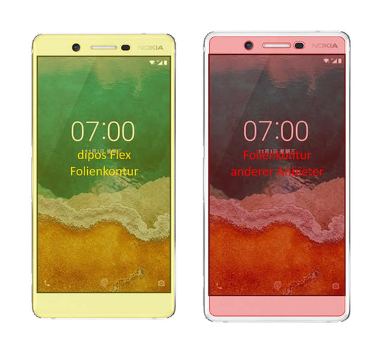 Klare Displayschutzfolie von dipos passend für Nokia 7, 100% Displayabdeckung und blasenfreie Montage