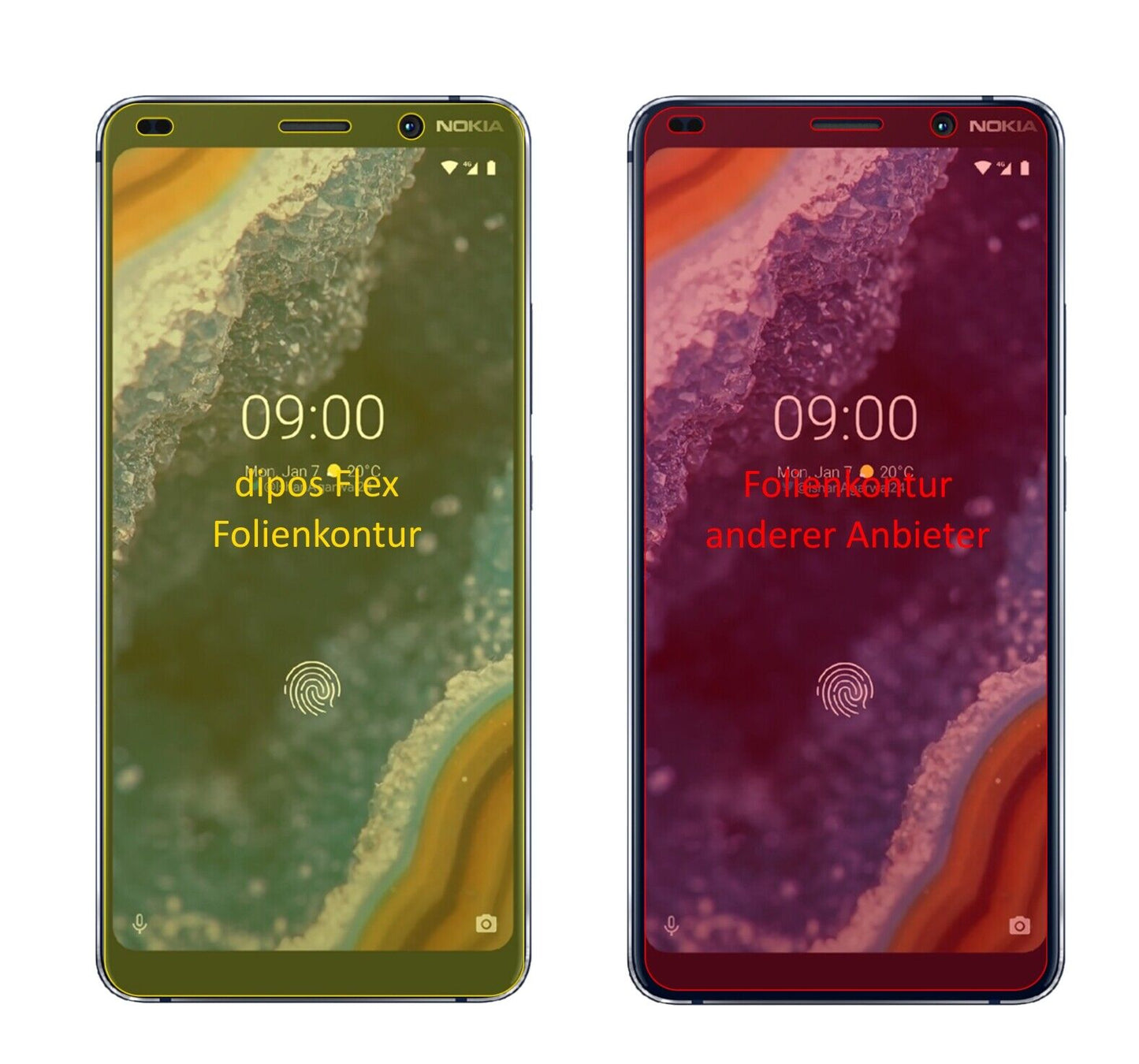 Klare Displayschutzfolie von dipos passend für Nokia 9 PureView, 100% Displayabdeckung und blasenfreie Montage