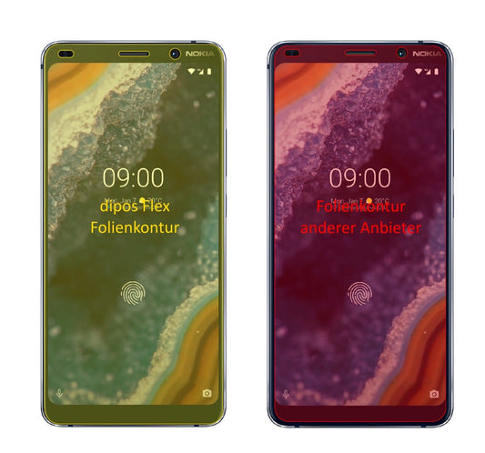 Klare Displayschutzfolie von dipos passend für Nokia 9 PureView, 100% Displayabdeckung und blasenfreie Montage
