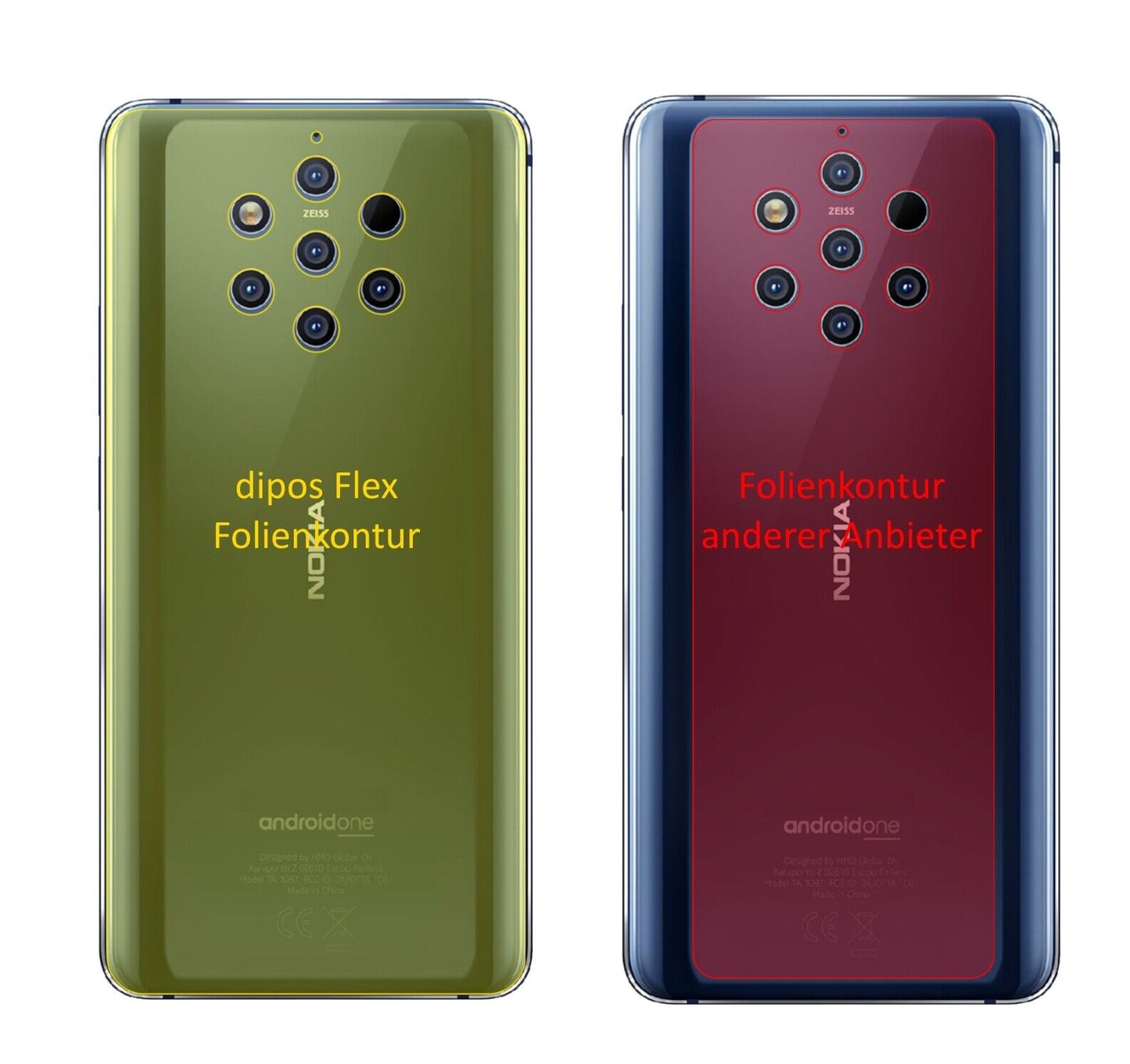 Klare Displayschutzfolie von dipos passend für Nokia 9 PureView Rückseite, 100% Displayabdeckung und blasenfreie Montage