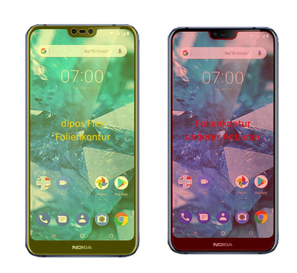 Klare Displayschutzfolie von dipos passend für Nokia 7.1 Plus, 100% Displayabdeckung und blasenfreie Montage