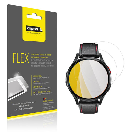 Klare Displayschutzfolie von dipos passend für NONGAMX 1.43 Zoll Smartwatch, 100% Displayabdeckung und blasenfreie Montage