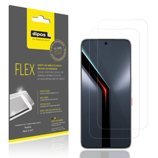 Klare Displayschutzfolie von dipos passend für Nubia Neo 5 GT, 100% Displayabdeckung und blasenfreie Montage