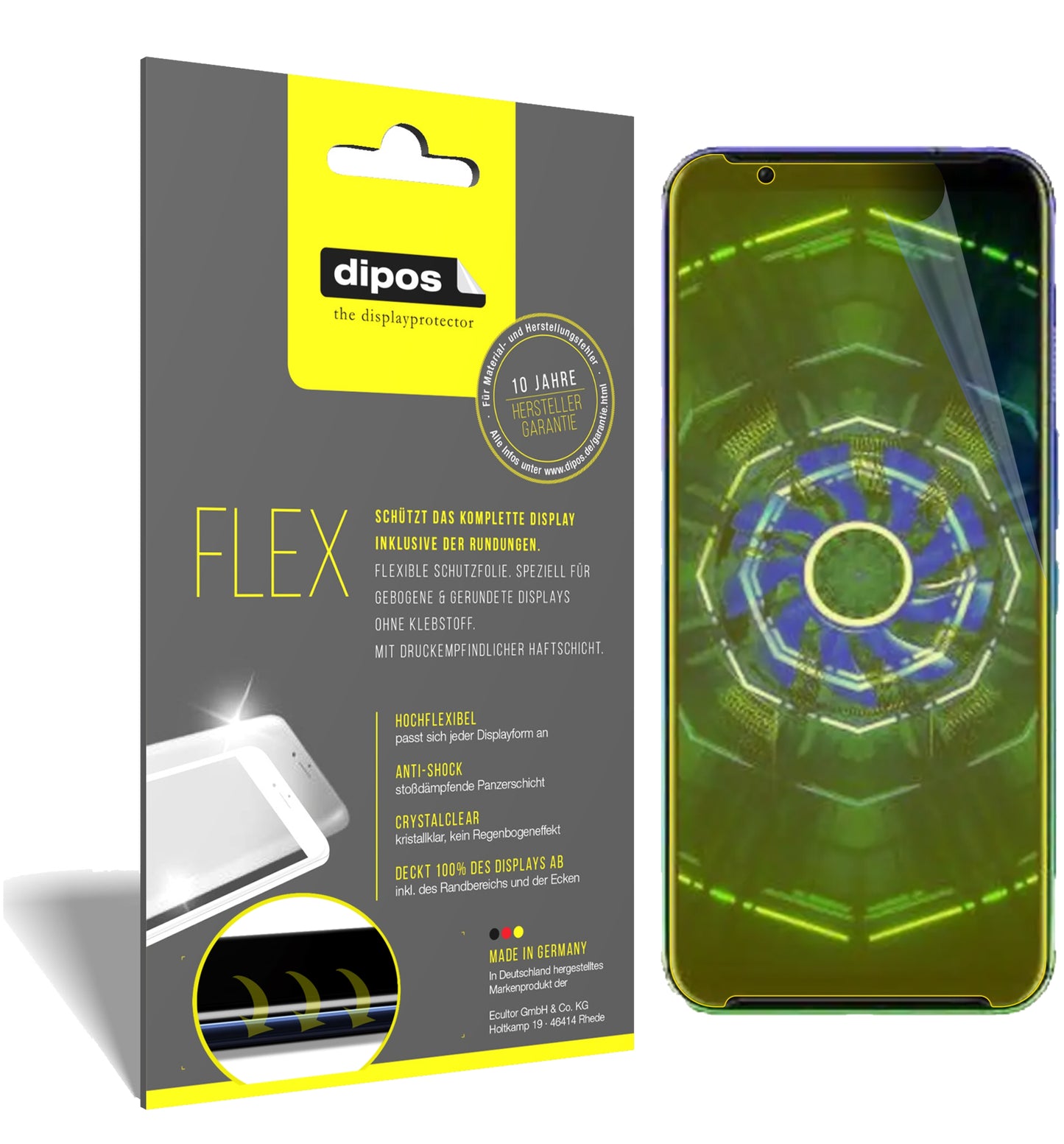 Klare Displayschutzfolie von dipos passend für nubia Red Magic 5S, 100% Displayabdeckung und blasenfreie Montage