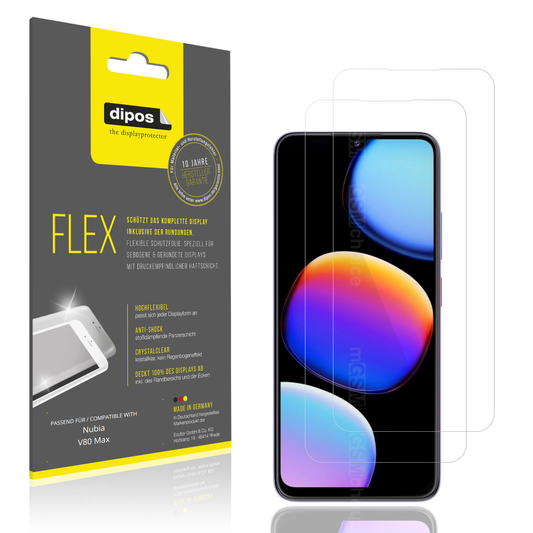 Klare Displayschutzfolie von dipos passend für Nubia V80 Max, 100% Displayabdeckung und blasenfreie Montage