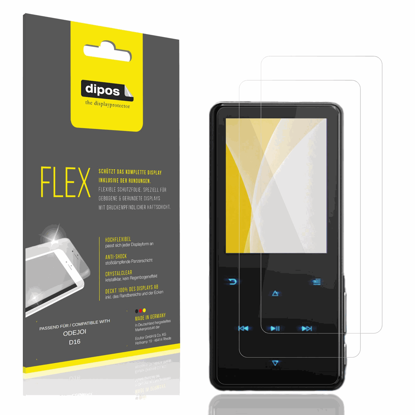 Klare Displayschutzfolie von dipos passend für ODEJOI D16, 100% Displayabdeckung und blasenfreie Montage