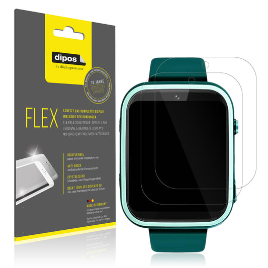 Klare Displayschutzfolie von dipos passend für Okyuk T45 Smartwatch Kinder, 100% Displayabdeckung und blasenfreie Montage