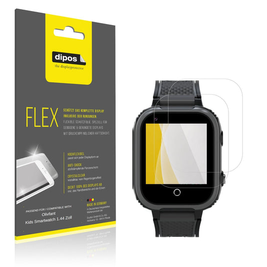 Klare Displayschutzfolie von dipos passend für Olivfant Kids Smartwatch 1.44 Zoll, 100% Displayabdeckung und blasenfreie Montage