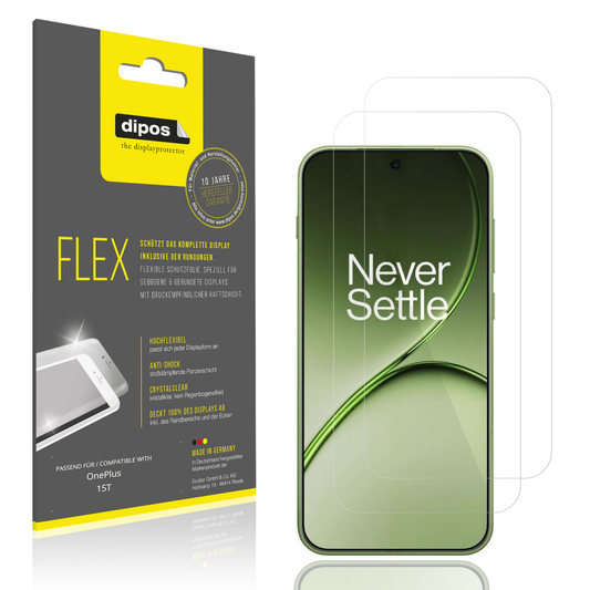 Klare Displayschutzfolie von dipos passend f�r OnePlus 15T, 100% Displayabdeckung und blasenfreie Montage