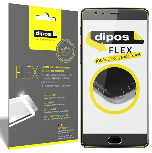 Klare Displayschutzfolie von dipos passend für OnePlus 3 / 3T, 100% Displayabdeckung und blasenfreie Montage