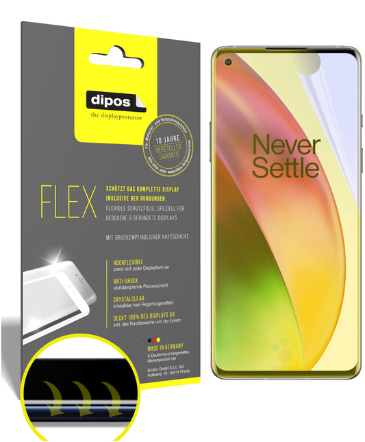 Klare Displayschutzfolie von dipos passend für OnePlus 8, 100% Displayabdeckung und blasenfreie Montage