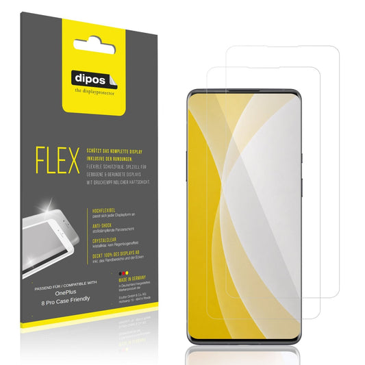 Klare Displayschutzfolie von dipos passend für OnePlus 8 Pro Case Friendly, 100% Displayabdeckung und blasenfreie Montage