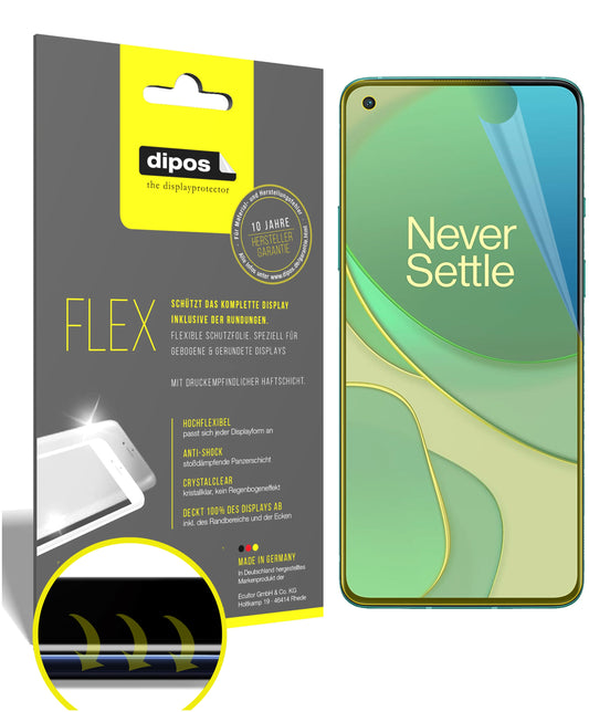 Klare Displayschutzfolie von dipos passend für OnePlus 8T, 100% Displayabdeckung und blasenfreie Montage