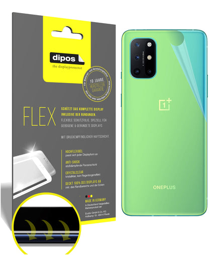 Klare Displayschutzfolie von dipos passend für OnePlus 8T Rückseite, 100% Displayabdeckung und blasenfreie Montage