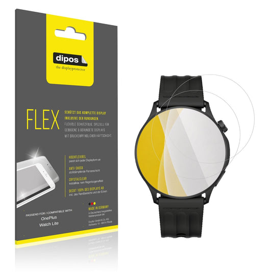 Klare Displayschutzfolie von dipos passend für OnePlus Watch Lite, 100% Displayabdeckung und blasenfreie Montage