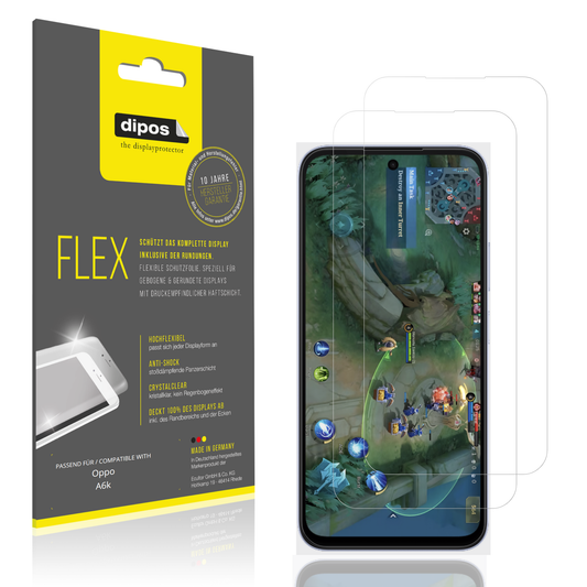 Klare Displayschutzfolie von dipos passend für Oppo A6k, 100% Displayabdeckung und blasenfreie Montage