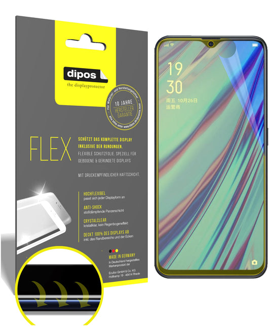 Klare Displayschutzfolie von dipos passend für Oppo A9x, 100% Displayabdeckung und blasenfreie Montage