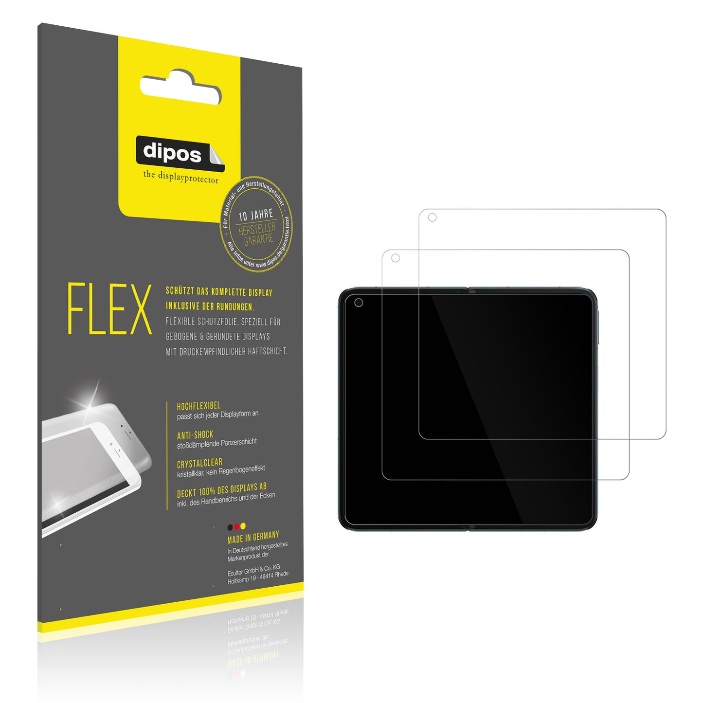 Klare Displayschutzfolie von dipos passend für Oppo Find N3 Innenseite, 100% Displayabdeckung und blasenfreie Montage