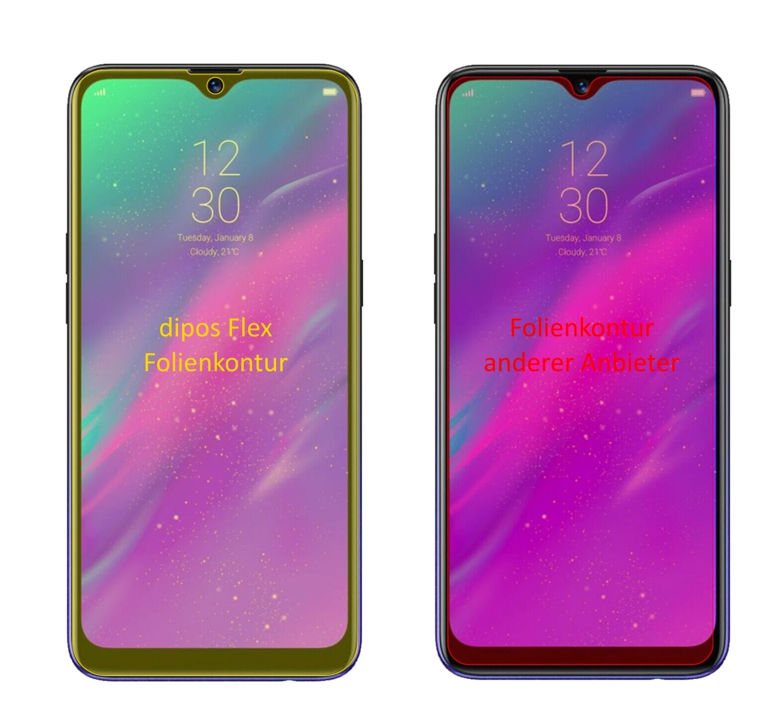 Klare Displayschutzfolie von dipos passend für Oppo Realme 3, 100% Displayabdeckung und blasenfreie Montage