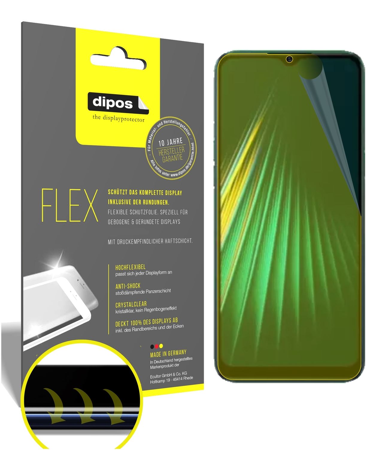 Klare Displayschutzfolie von dipos passend für Oppo Realme 5i, 100% Displayabdeckung und blasenfreie Montage
