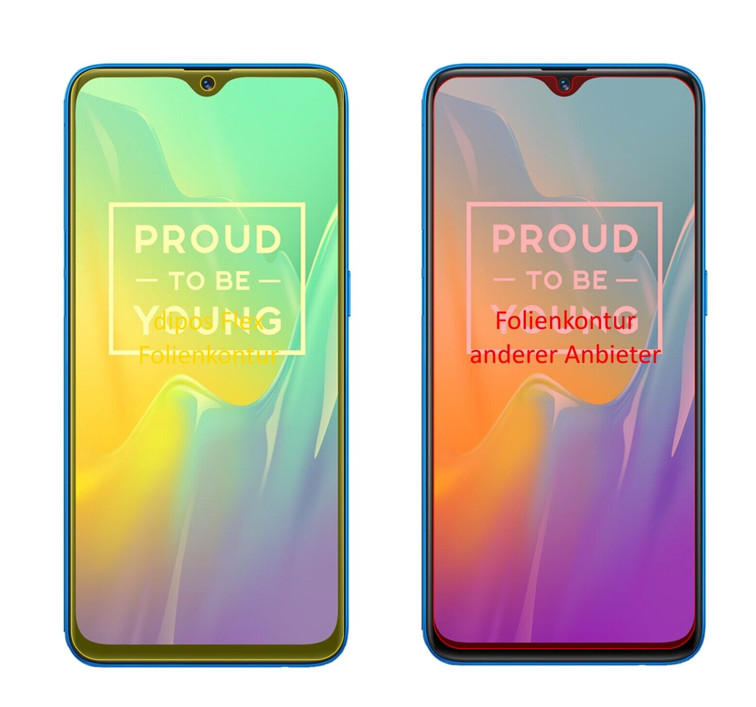 Klare Displayschutzfolie von dipos passend für Oppo Realme U1, 100% Displayabdeckung und blasenfreie Montage