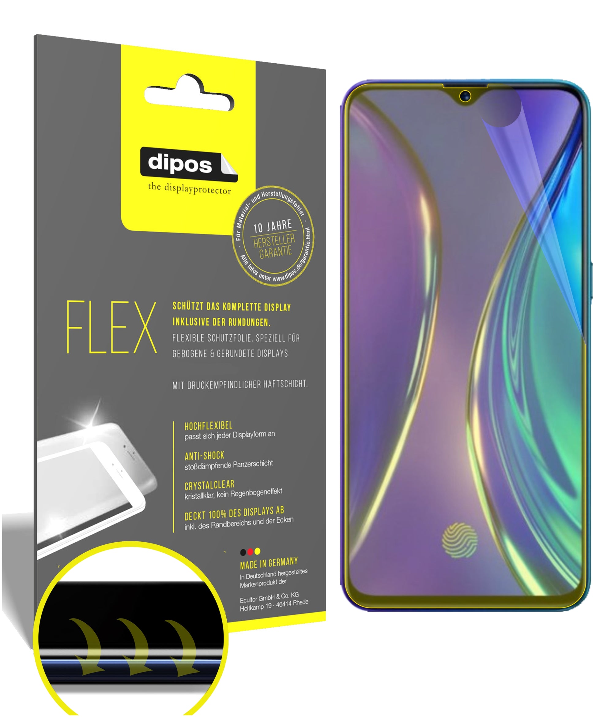 Klare Displayschutzfolie von dipos passend für Oppo Realme X2, 100% Displayabdeckung und blasenfreie Montage