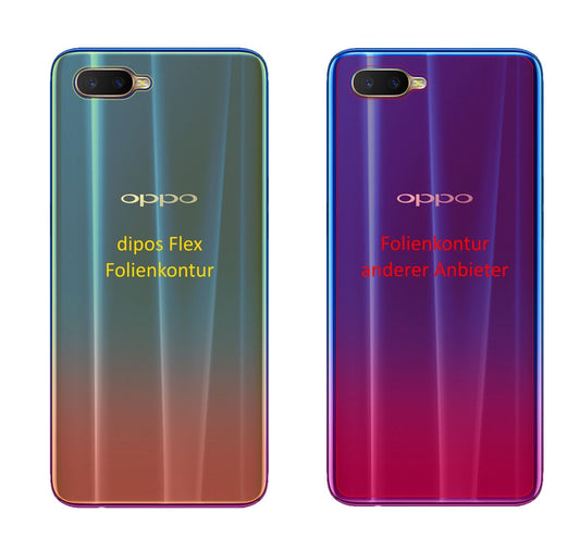 Klare Displayschutzfolie von dipos passend für Oppo R15x Rückseite, 100% Displayabdeckung und blasenfreie Montage
