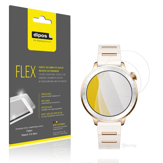 Klare Displayschutzfolie von dipos passend für Oppo Watch X3 Mini, 100% Displayabdeckung und blasenfreie Montage