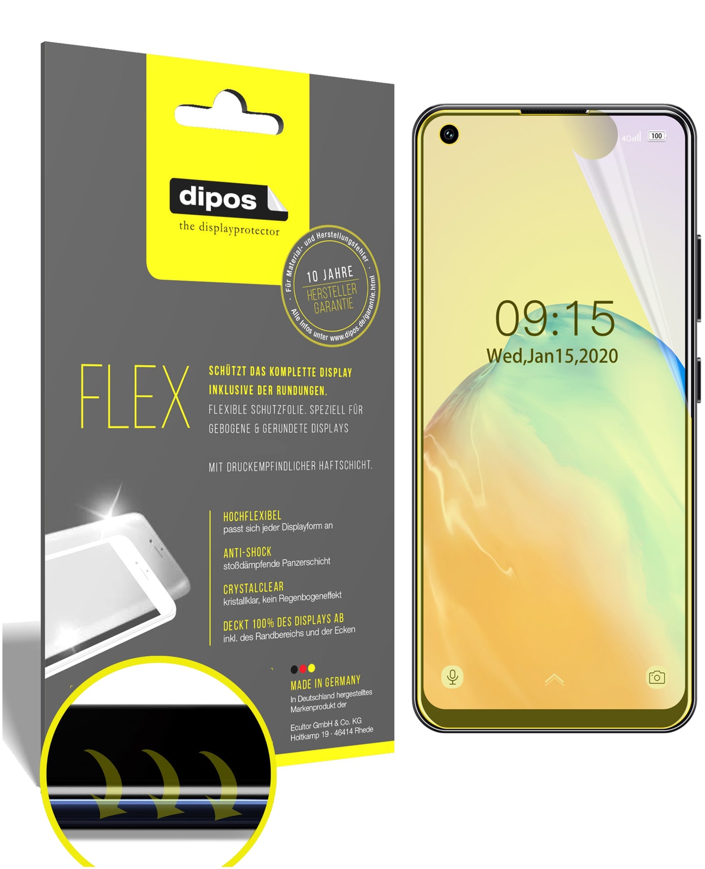 Klare Displayschutzfolie von dipos passend für Oukitel C18 Pro, 100% Displayabdeckung und blasenfreie Montage