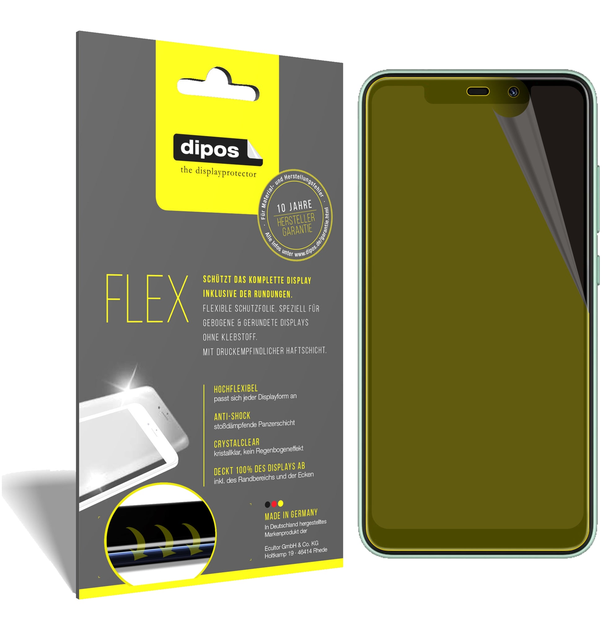 Klare Displayschutzfolie von dipos passend für Oukitel C22, 100% Displayabdeckung und blasenfreie Montage