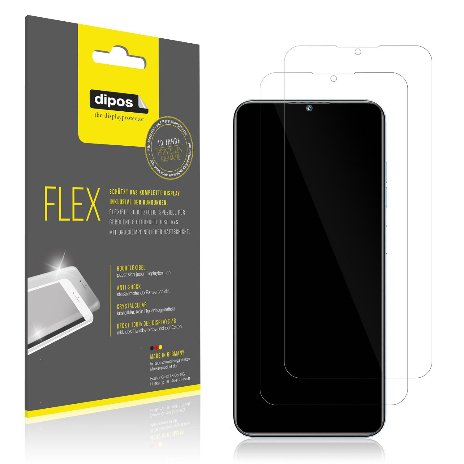 Klare Displayschutzfolie von dipos passend für Oukitel C36, 100% Displayabdeckung und blasenfreie Montage