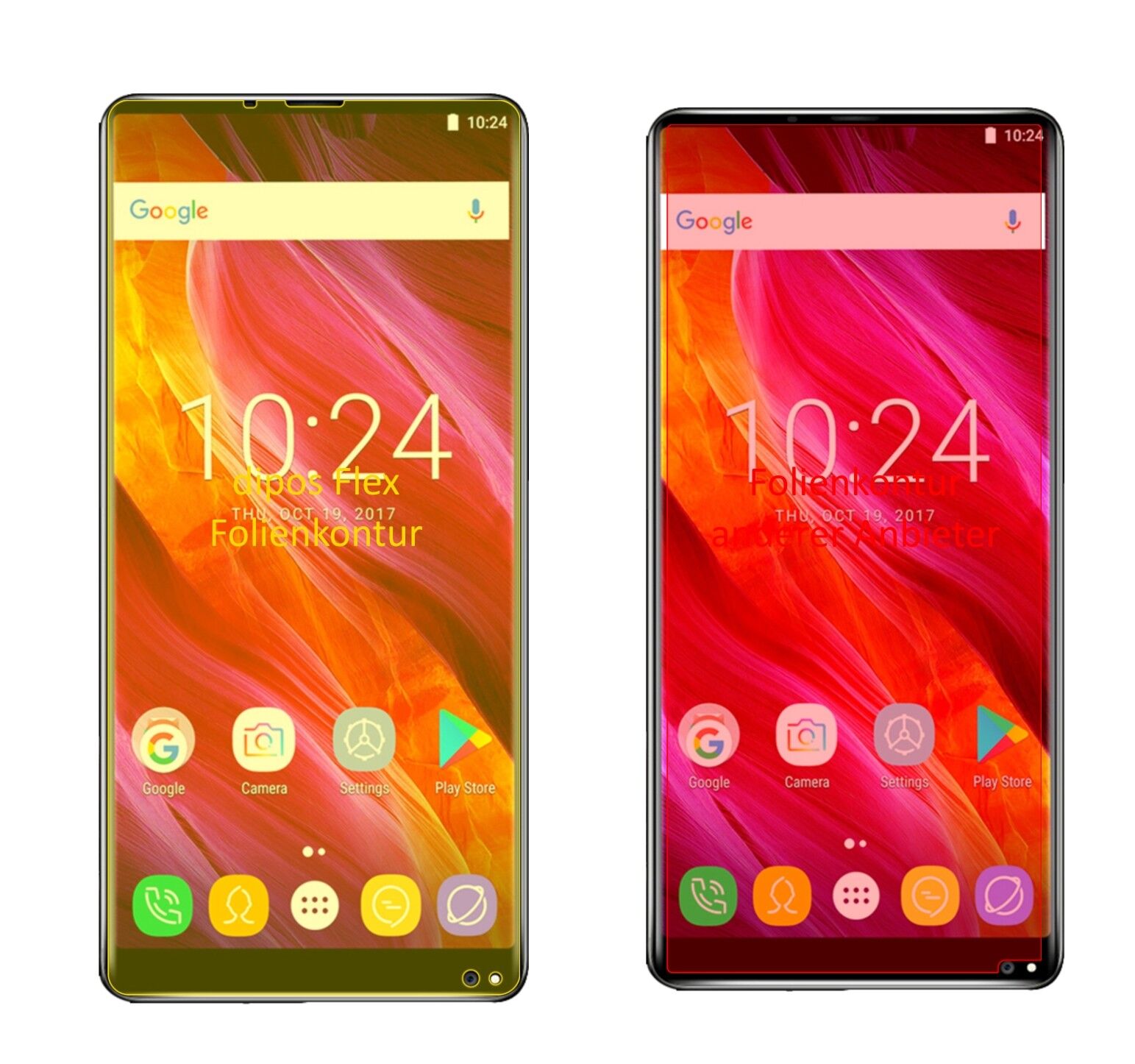 Klare Displayschutzfolie von dipos passend für Oukitel Mix 2, 100% Displayabdeckung und blasenfreie Montage