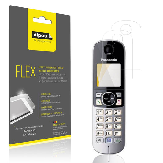 Klare Displayschutzfolie von dipos passend für Panasonic KX-TG6823, 100% Displayabdeckung und blasenfreie Montage