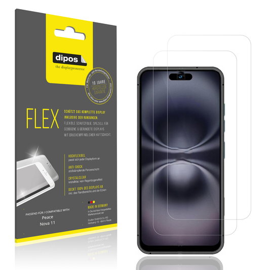 Klare Displayschutzfolie von dipos passend für Peace Nova 11, 100% Displayabdeckung und blasenfreie Montage