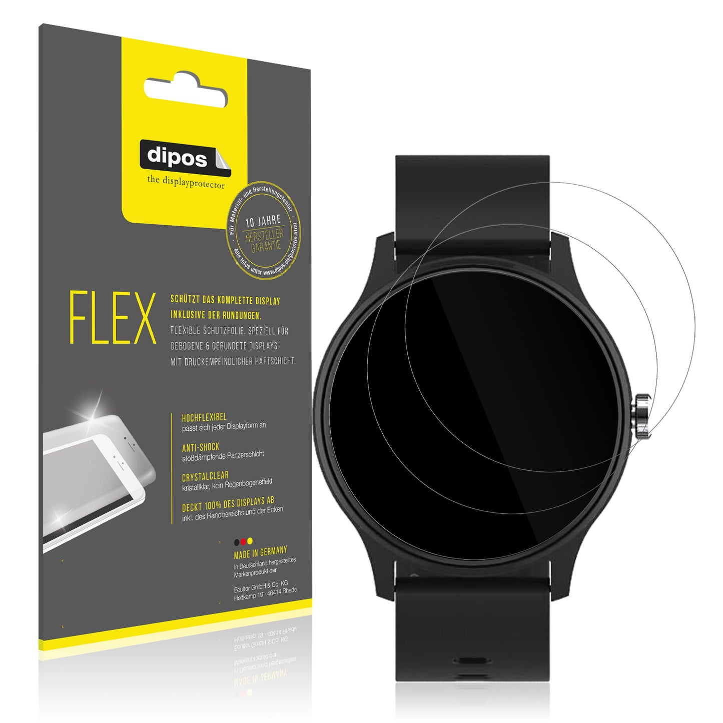 Klare Displayschutzfolie von dipos passend für Peaq PSW 100, 100% Displayabdeckung und blasenfreie Montage