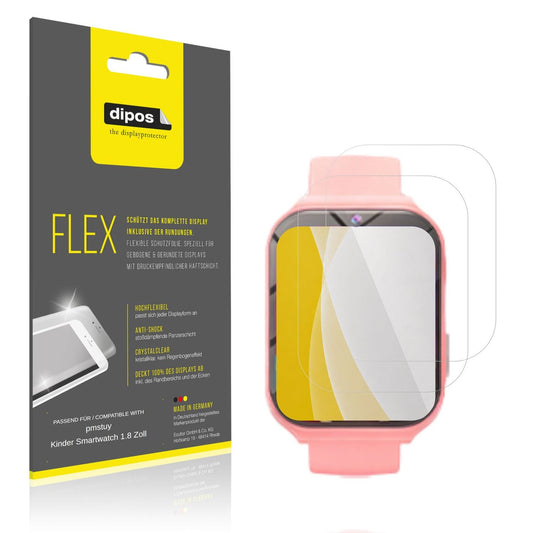 Klare Displayschutzfolie von dipos passend für pmstuy Kinder Smartwatch 1.8 Zoll, 100% Displayabdeckung und blasenfreie Montage