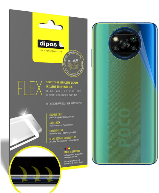 Klare Displayschutzfolie von dipos passend für Poco X3 NFC Rückseite, 100% Displayabdeckung und blasenfreie Montage