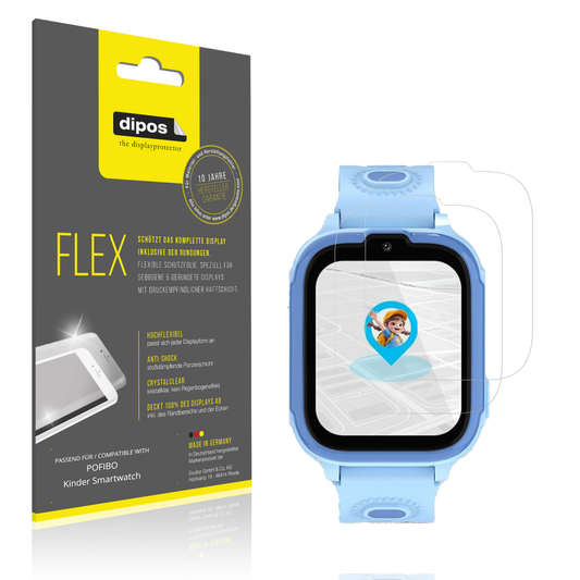 Klare Displayschutzfolie von dipos passend für POFIBO Kinder Smartwatch, 100% Displayabdeckung und blasenfreie Montage