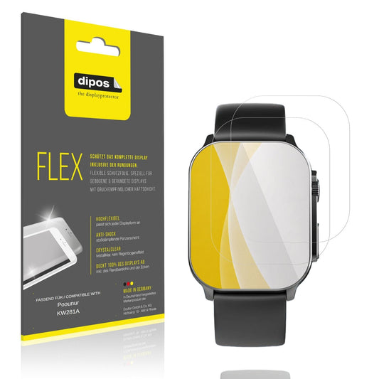 Klare Displayschutzfolie von dipos passend für Poounur KW281A, 100% Displayabdeckung und blasenfreie Montage