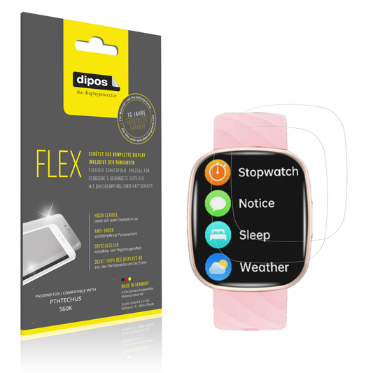 Klare Displayschutzfolie von dipos passend für PTHTECHUS S60K, 100% Displayabdeckung und blasenfreie Montage
