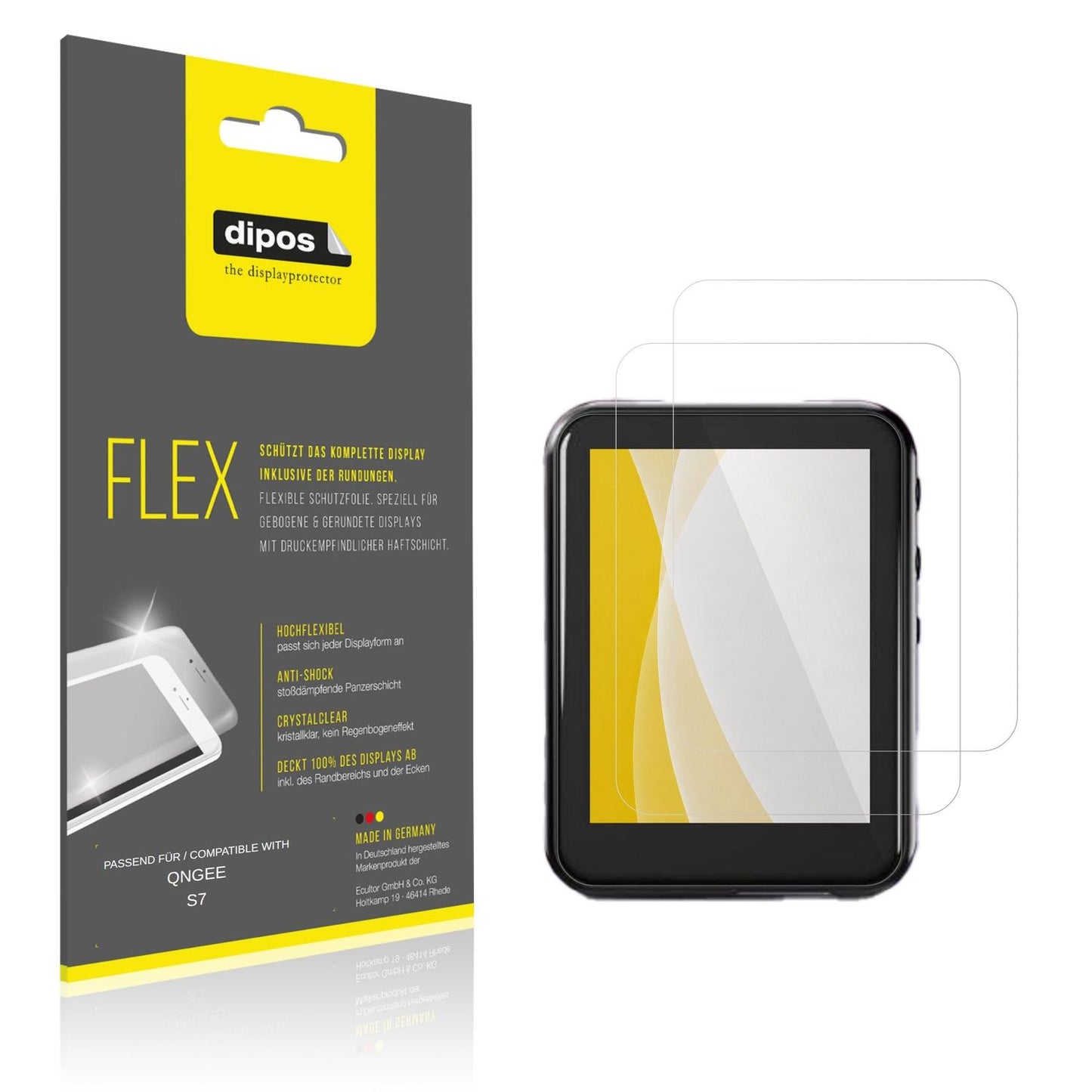 2x Screen Protector for QNGEE S7 Protective Film covers 100% dipos Flex