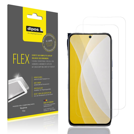 Klare Displayschutzfolie von dipos passend für Realme 15x, 100% Displayabdeckung und blasenfreie Montage