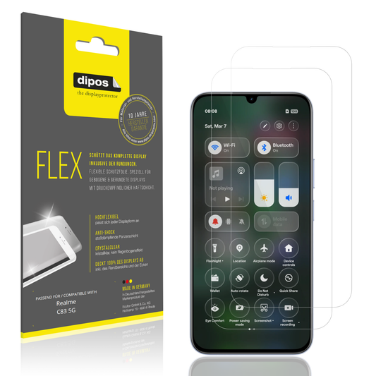 Klare Displayschutzfolie von dipos passend für Realme C83 5G, 100% Displayabdeckung und blasenfreie Montage