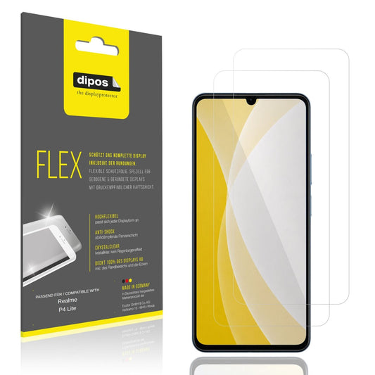Klare Displayschutzfolie von dipos passend für Realme P4 Lite, 100% Displayabdeckung und blasenfreie Montage