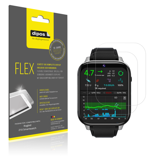 Klare Displayschutzfolie von dipos passend für Rogbid Z10 Smartwatch, 100% Displayabdeckung und blasenfreie Montage