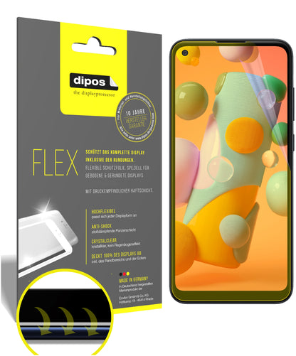 Klare Displayschutzfolie von dipos passend für Samsung Galaxy A11, 100% Displayabdeckung und blasenfreie Montage