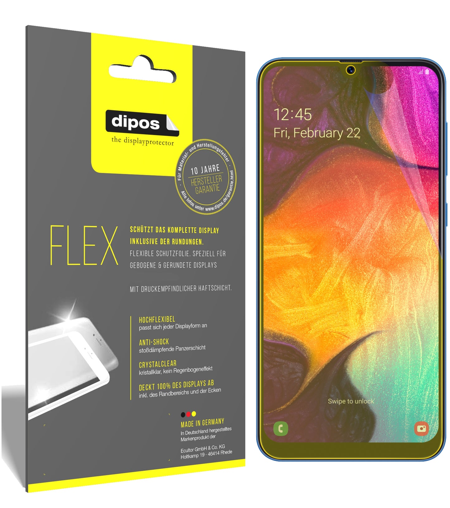 Klare Displayschutzfolie von dipos passend für Samsung Galaxy A50s, 100% Displayabdeckung und blasenfreie Montage