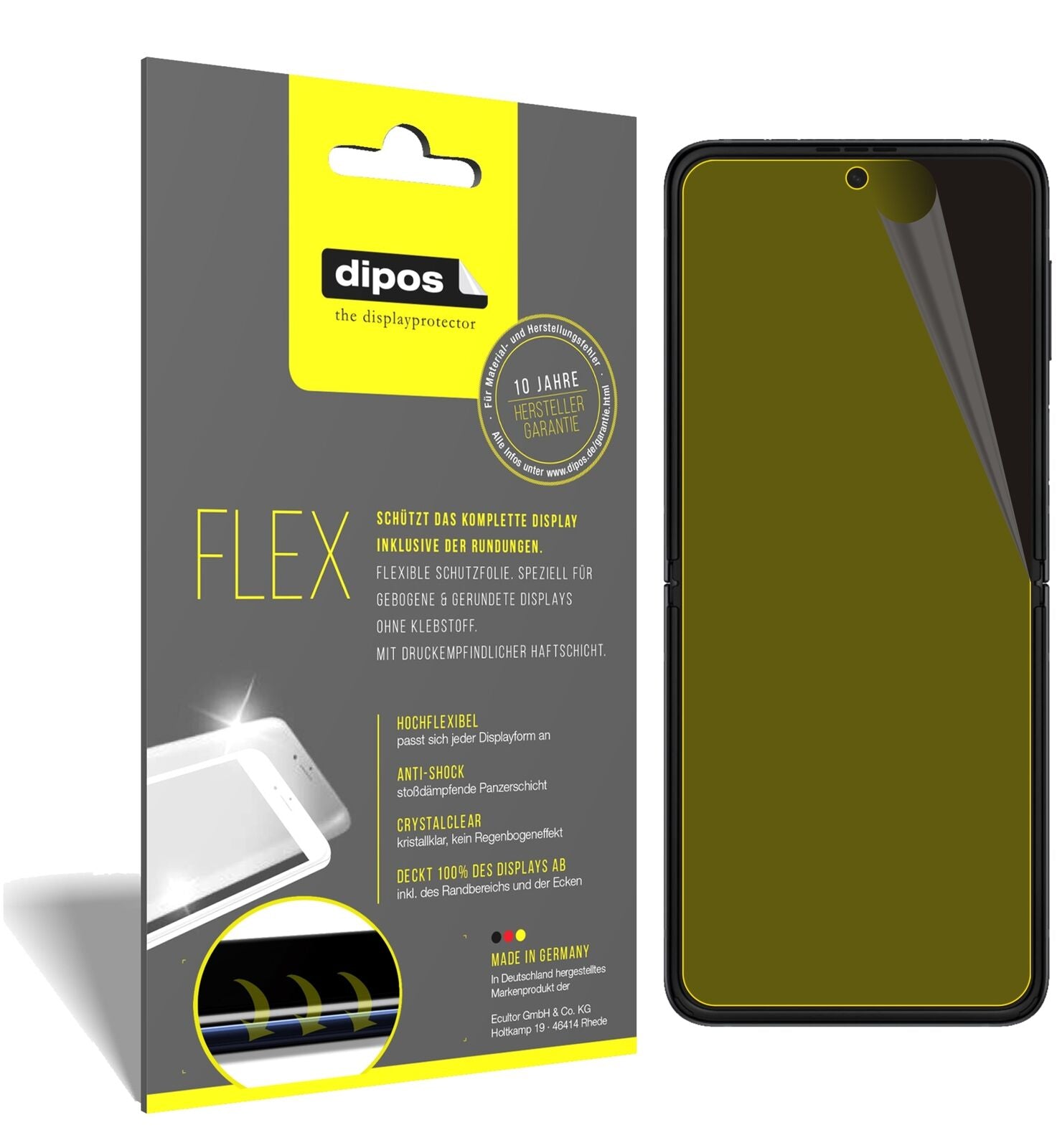 Klare Displayschutzfolie von dipos passend für Samsung Galaxy Flip 3, 100% Displayabdeckung und blasenfreie Montage