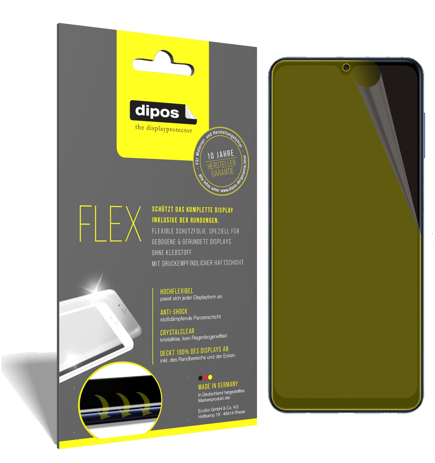 Klare Displayschutzfolie von dipos passend für Samsung Galaxy M12, 100% Displayabdeckung und blasenfreie Montage